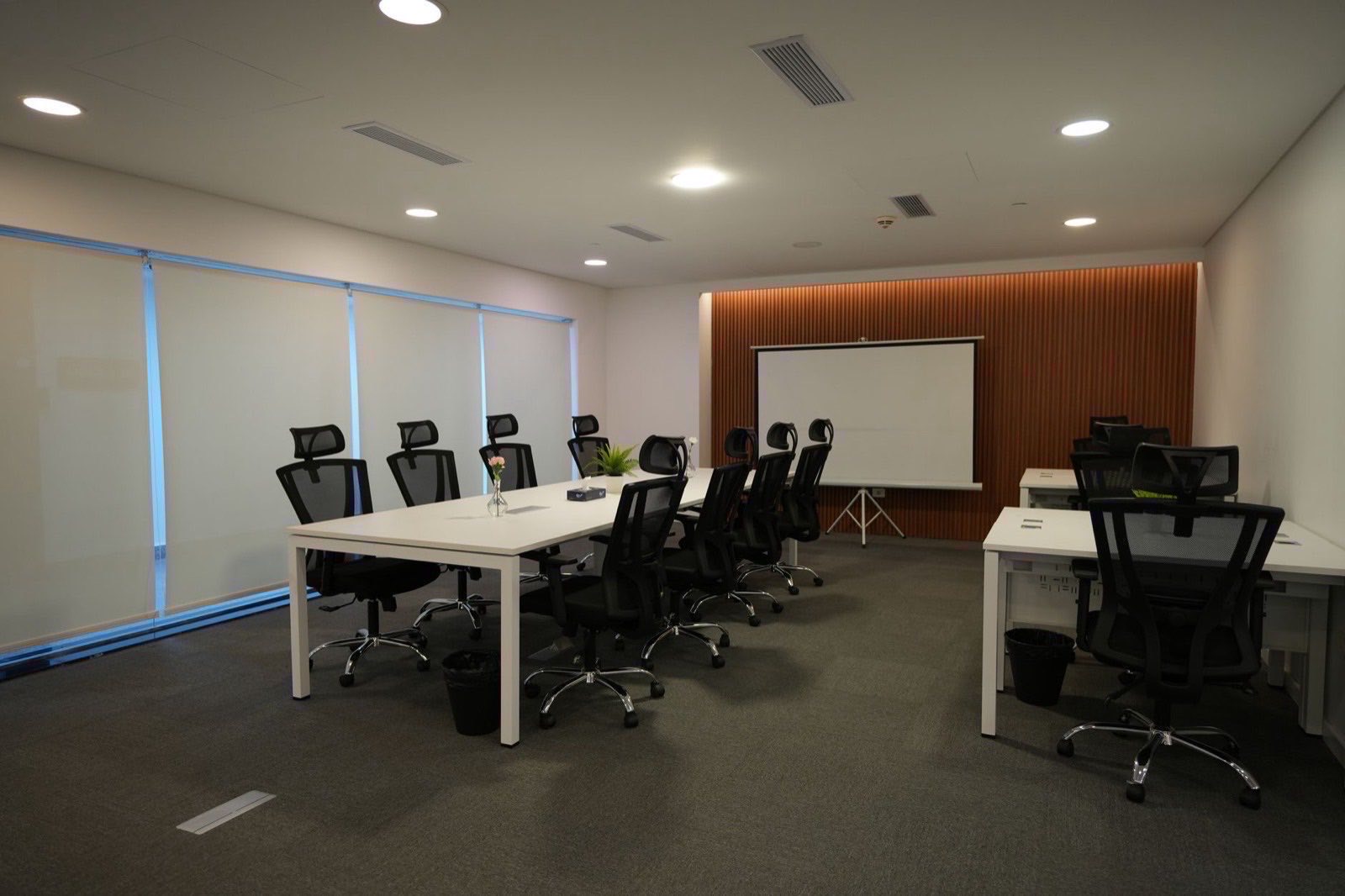 A meeting table and files in an Austrian professional office.
